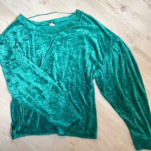 Free People Velvet Emerald Green Sweatshirt